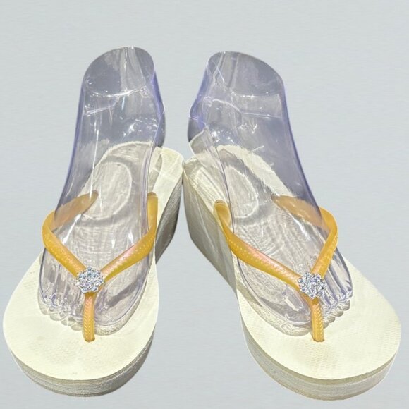 Havaianas Wedge Sandal with Crystal Snowflake Embellishment US 9/10 - Picture 1 of 11